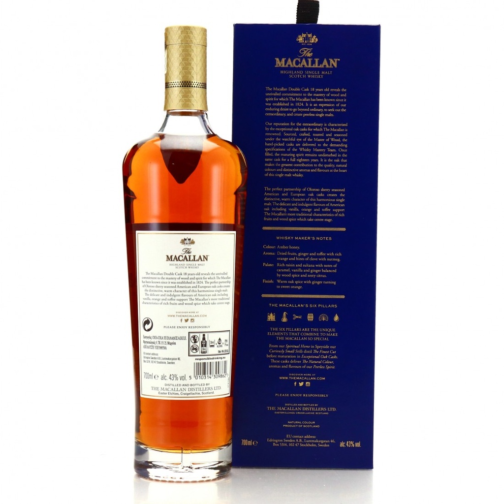 Macallan 18 Years Old Double Cask 2022 - back